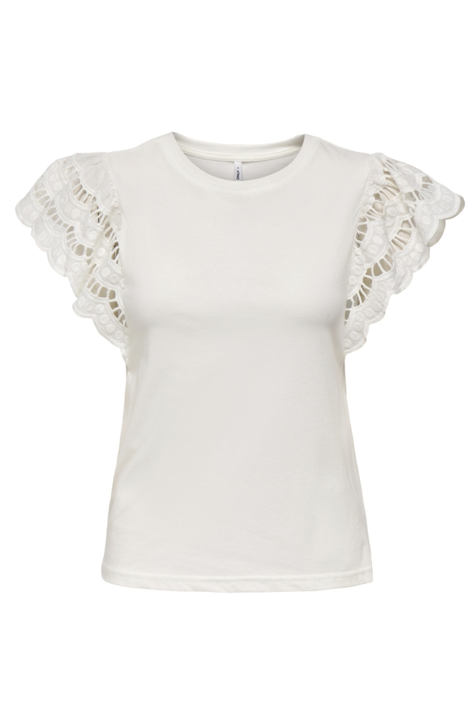 ONLMACY S/S O-NECK MIX TOP BOX JRS 15350374 CLOUD DANCER